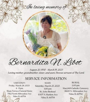Bernardita N. Libot August 20, 1950 – March 19, 2023